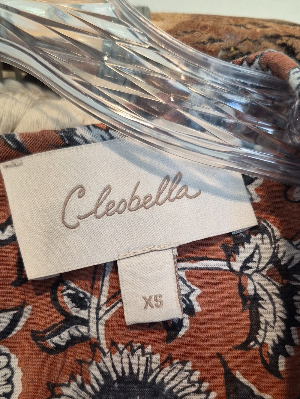 Cleobella Organic Cotton Floral Amy Blouse in Sienna Block Print, XS, NWOT - Picture 6 of 11